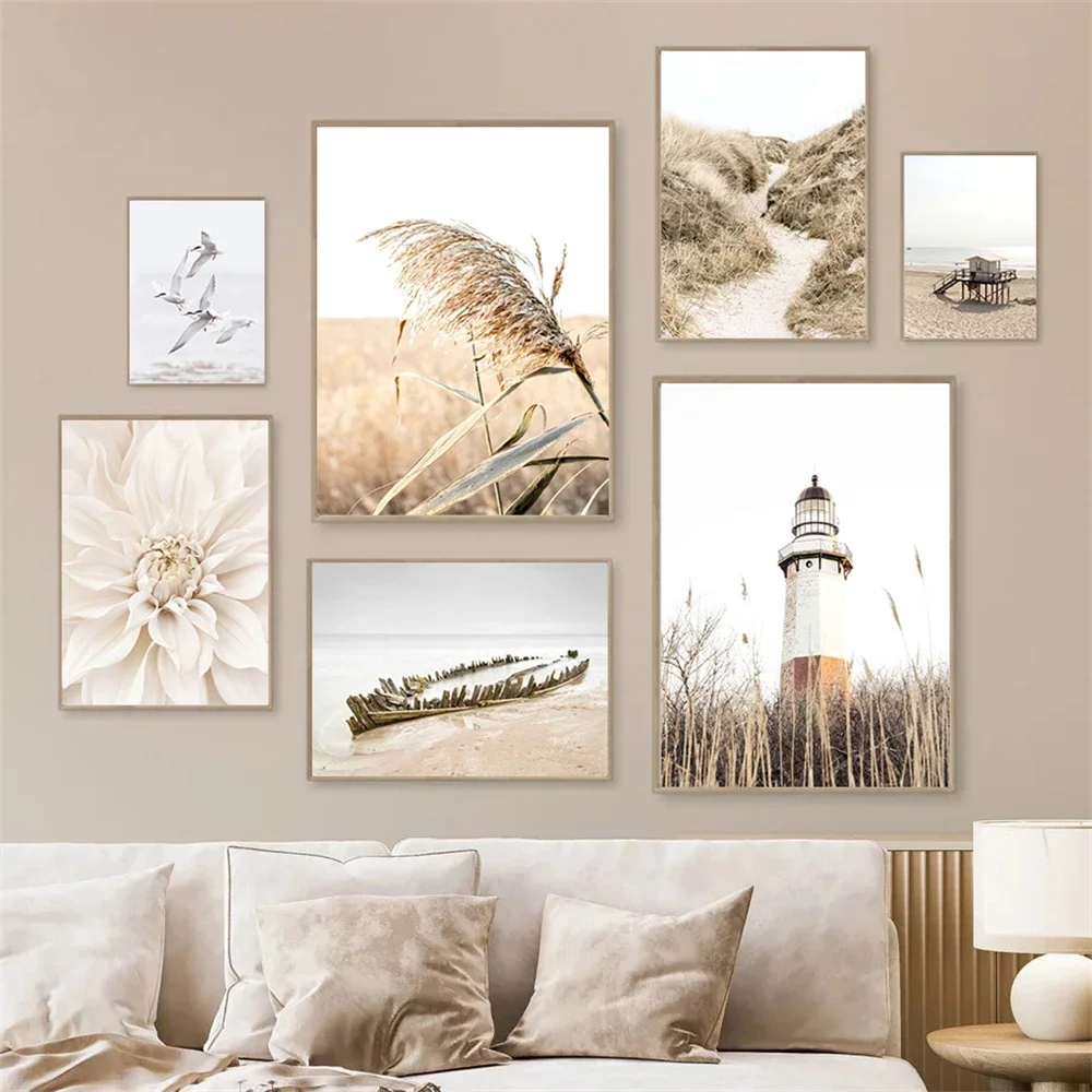 Beach Boat Seagull Lighthouse Canvas Painting Beige Flower Reed Wall Art Print Nordic Poster Pictures Modern Living Room Decor
Beach Boat Seagull Lighthouse Canvas Painting Beige Flower Reed Wall Art Print Nordic Poster Pictures Modern Living Room Decor
