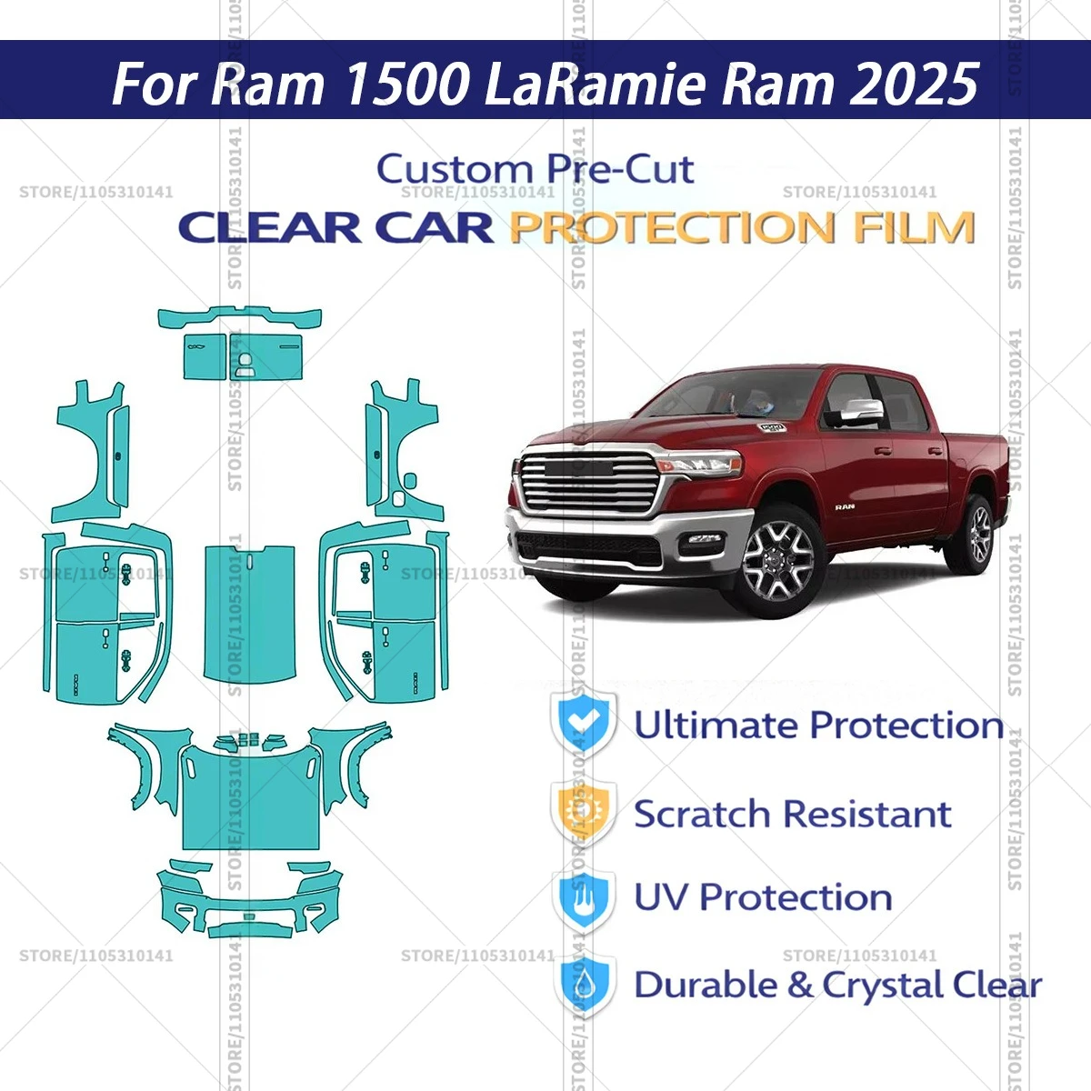 Защитная пленка PPF для Ram-1500-LaRamie-Ram-2025, предварительно вырезанная, прозрачная, автомобильная пленка PPF
Защитная пленка PPF для Ram-1500-LaRamie-Ram-2025, предварительно вырезанная, прозрачная, автомобильная пленка PPF