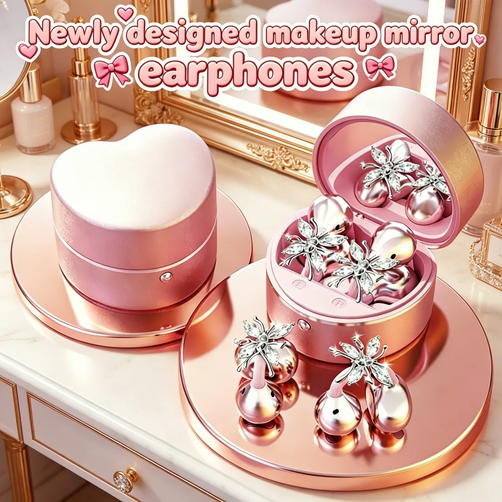 Makeup Mirror Design Ear Clip Headphones with Butterfly Earrings Bluetooth 6.0 Wireless HIFI Earphones IP67 Waterproof for Girls
Makeup Mirror Design Ear Clip Headphones with Butterfly Earrings Bluetooth 6.0 Wireless HIFI Earphones IP67 Waterproof for Girls