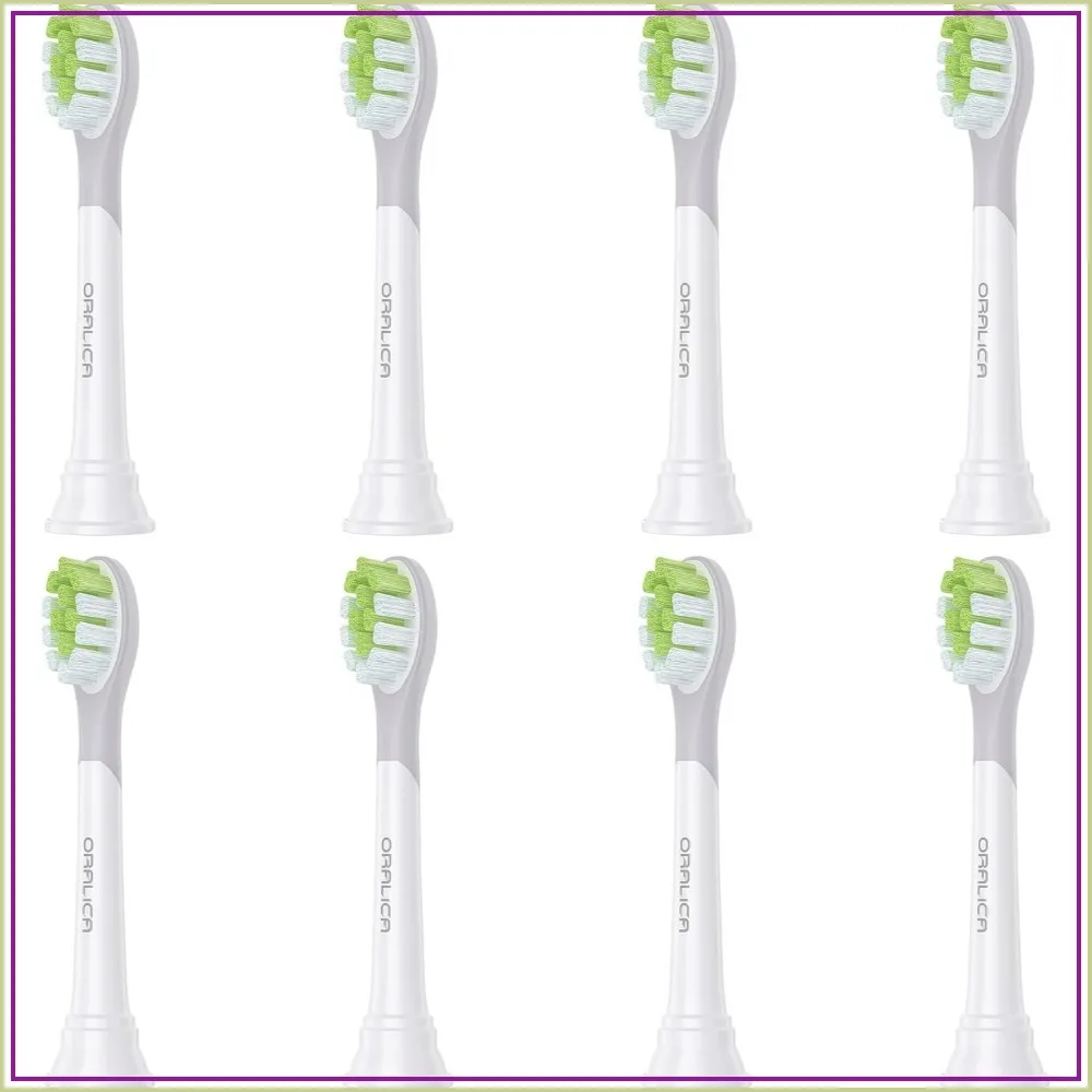 8 Pack Whitening Replacement Toothbrush Heads, Compatible with Philips Sonicare Click-on Handles, Medium, with Tongue Cleaner
8 Pack Whitening Replacement Toothbrush Heads, Compatible with Philips Sonicare Click-on Handles, Medium, with Tongue Cleaner
