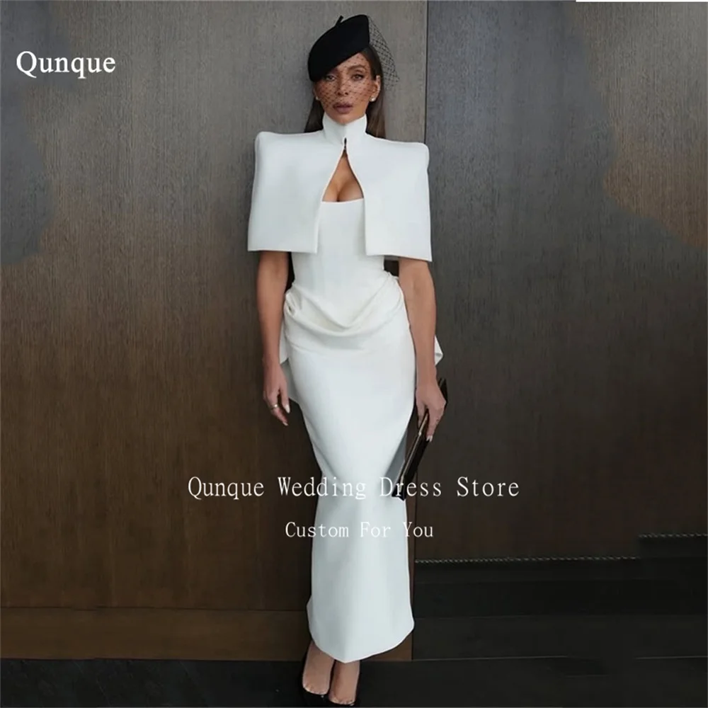 Qunque Formal Wedding Dresses Bride Mermaid Strapless Vintage Vestido De Novia Ankle Length With Jacket Modern Dress Customized
Qunque Formal Wedding Dresses Bride Mermaid Strapless Vintage Vestido De Novia Ankle Length With Jacket Modern Dress Customized