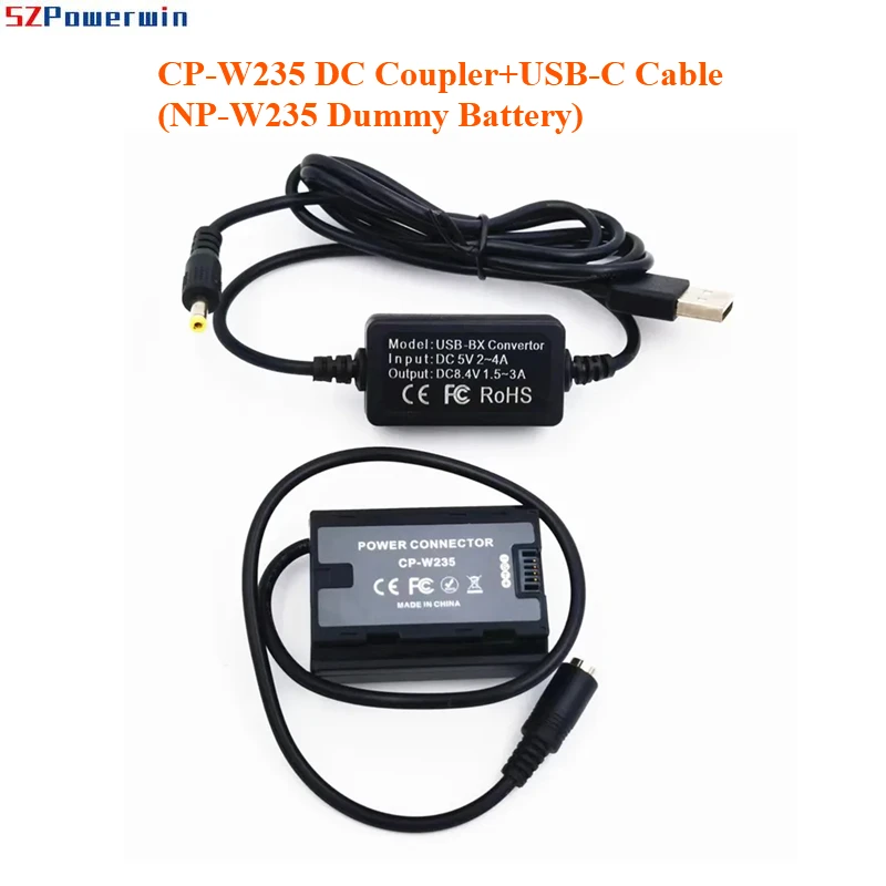 Powerwin 5V USB Connector+NP-W235 NP W235 Dummy Battery CP-W235 CP W235 DC Coupler For Fujifilm X-T4 XT4 X-H2S GFX 50SII Cameras
Powerwin 5V USB Connector+NP-W235 NP W235 Dummy Battery CP-W235 CP W235 DC Coupler For Fujifilm X-T4 XT4 X-H2S GFX 50SII Cameras