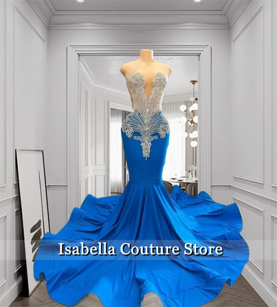 Blue Mermaid Prom Dress 2025 Beads Crystal Rhinestones Luxury Gown For Wedding Party Gown Evening Gown Customized
Blue Mermaid Prom Dress 2025 Beads Crystal Rhinestones Luxury Gown For Wedding Party Gown Evening Gown Customized