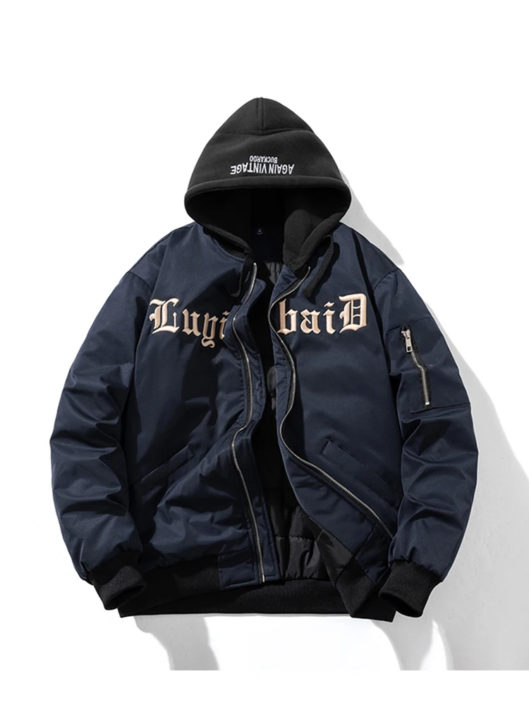 Thiened American Letter Embroidery Cotton Jaet Men's Loose Baseball Pilot Jaet Autumn Winter Casual Warm Sli
Thiened American Letter Embroidery Cotton Jaet Men's Loose Baseball Pilot Jaet Autumn Winter Casual Warm Sli