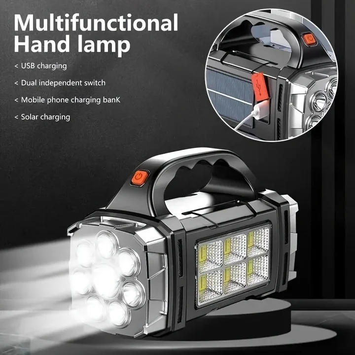 Powerful Led Flashlight Outdoor Portable Searchlight Solar+USB Rechargeable Power Bank Lamp Multifunction Waterproof Lantern
Powerful Led Flashlight Outdoor Portable Searchlight Solar+USB Rechargeable Power Bank Lamp Multifunction Waterproof Lantern