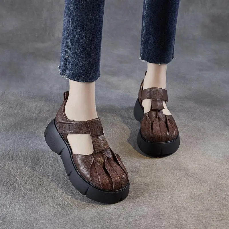 Vintage Ethnic Style Thick Heel Women's Sandals Leather Upgraded Version Large Head Slippers Roman Style Flat Bottom Rubber
Vintage Ethnic Style Thick Heel Women's Sandals Leather Upgraded Version Large Head Slippers Roman Style Flat Bottom Rubber