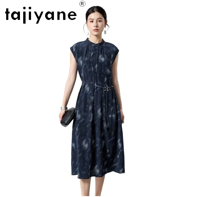 TAJIYANE 100% Mulberry Silk Midi Dress Women Geometric Print Summer Tank Dresses Casual Belted Frocks 2026 Woman Clothes فساتين
TAJIYANE 100% Mulberry Silk Midi Dress Women Geometric Print Summer Tank Dresses Casual Belted Frocks 2026 Woman Clothes فساتين