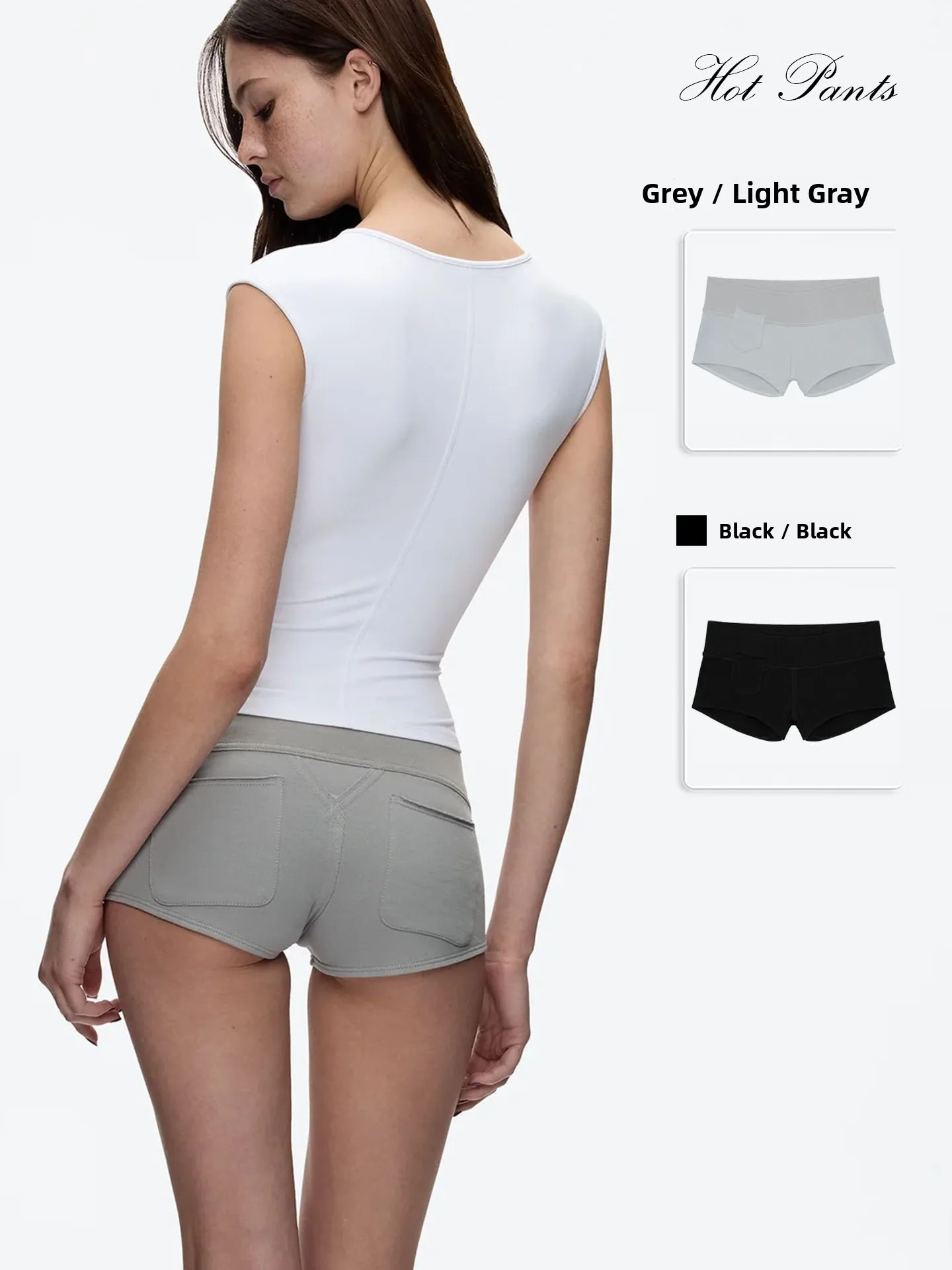 Gray Low Waist Tight Shorts Super Short Wide Waist Head Elastic Waist Design Pocket Clean Fit Cotton Women's Summer Shorts
Gray Low Waist Tight Shorts Super Short Wide Waist Head Elastic Waist Design Pocket Clean Fit Cotton Women's Summer Shorts