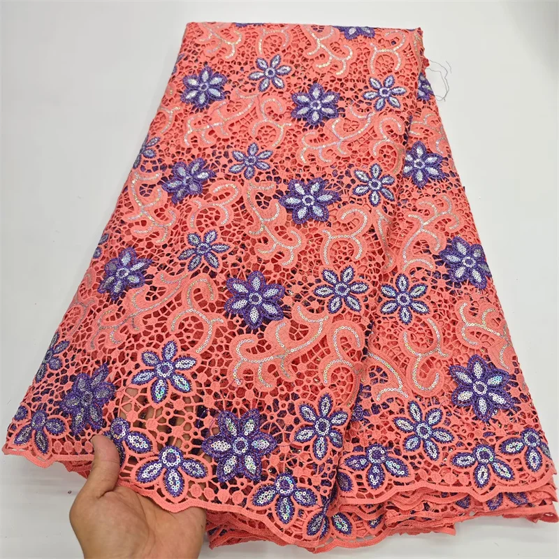High Quality 2025 African Nigerian Lace Fabric Embroidery Tulle Cotton Wedding Party Dress Guipure Water Soluble 5Yards
High Quality 2025 African Nigerian Lace Fabric Embroidery Tulle Cotton Wedding Party Dress Guipure Water Soluble 5Yards