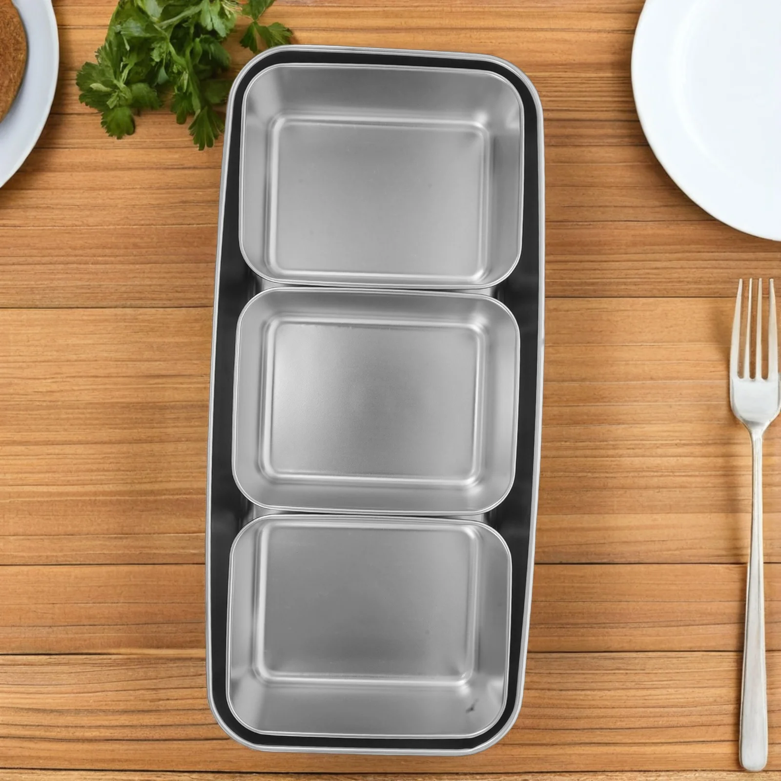 1pcs Stainless Steel Seasoning Box 3-Compartment Condiment Container With Lids Spice Storage Organizer Kitchen Condiment Holder
1pcs Stainless Steel Seasoning Box 3-Compartment Condiment Container With Lids Spice Storage Organizer Kitchen Condiment Holder