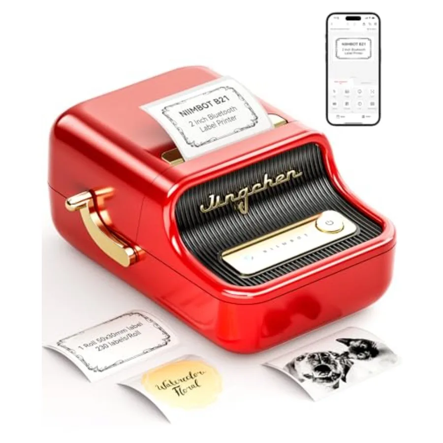 B21 Label Maker Inkless Bluetooth Label Printer 2 Inch Portable Thermal Label Machine for Small Business Address Logo Clothing
