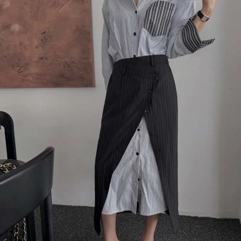 High Waist Asymmetrical Buttoning Slimming Splice Fake Two-Piece Wrap Body Skirt Chic Korean Style Summer 2026 Fashionable Ha...
High Waist Asymmetrical Buttoning Slimming Splice Fake Two-Piece Wrap Body Skirt Chic Korean Style Summer 2026 Fashionable Ha...