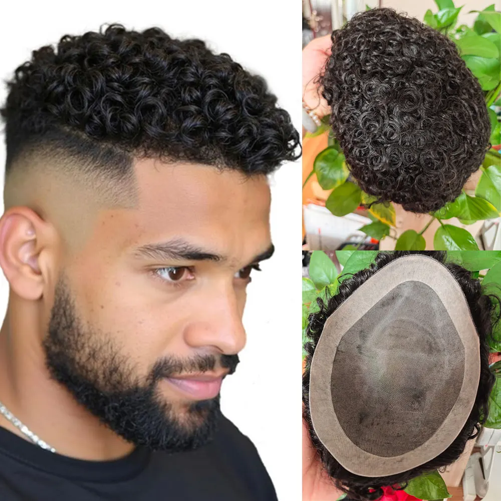 Men's Kinky Curly Human Hair System 15mm Mono Lace Toupee 9x7inch 1B Color Black Men's Hair Piece for Natural Look
Men's Kinky Curly Human Hair System 15mm Mono Lace Toupee 9x7inch 1B Color Black Men's Hair Piece for Natural Look