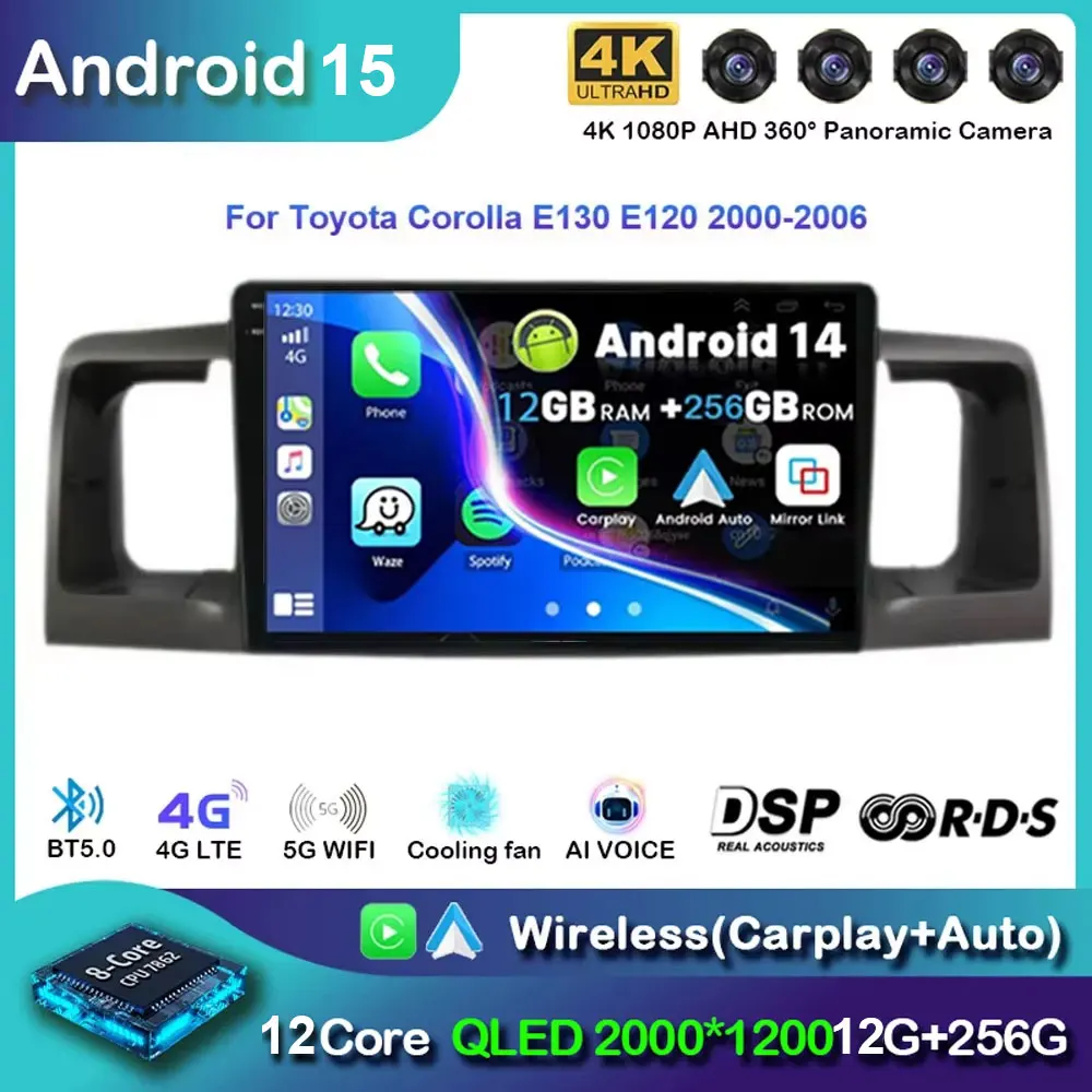 Android 15 для Toyota Corolla E120 BYD F3 2007-2011 Автомобильный радиоприемник с навигацией Мультимедийный плеер Стерео GPS WiFi + 4G DSP Carplay + Авто
Android 15 для Toyota Corolla E120 BYD F3 2007-2011 Автомобильный радиоприемник с навигацией Мультимедийный плеер Стерео GPS WiFi + 4G DSP Carplay + Авто