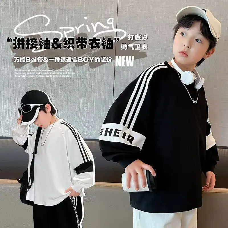 Boys' Spring and Autumn T-shirt Children's 2025 New Casual Fashion Loose Handsome Bottom Shirt Boys' Round Neck Top
Boys' Spring and Autumn T-shirt Children's 2025 New Casual Fashion Loose Handsome Bottom Shirt Boys' Round Neck Top