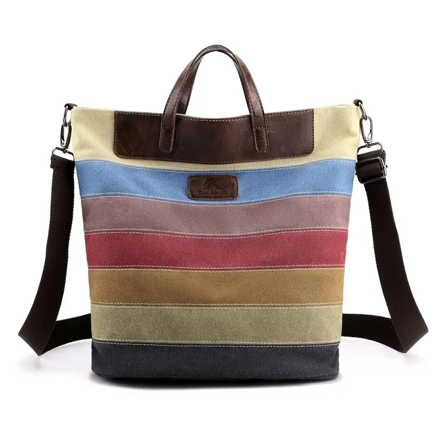 Women's Vintage Shoulder Bag, Multicolor Striped Canvas Tote Handbag, Hobo Purse For Travel Work Shopping Shool
Women's Vintage Shoulder Bag, Multicolor Striped Canvas Tote Handbag, Hobo Purse For Travel Work Shopping Shool