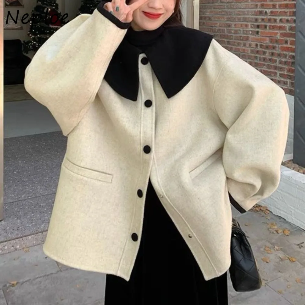 Neploe Casual Peter Pan Collar Short Panelled Coat Woolen Age Reduction New All-match Moda Jacket Small Fellow Minority Outwears
Neploe Casual Peter Pan Collar Short Panelled Coat Woolen Age Reduction New All-match Moda Jacket Small Fellow Minority Outwears