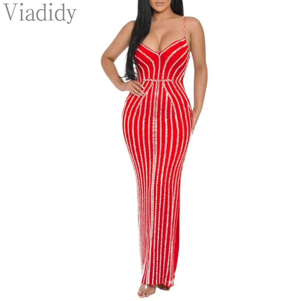 Women's Sexy Solid Color Spaghetti Strap Rhinestone Decor Deep V Neck Party Dress
Women's Sexy Solid Color Spaghetti Strap Rhinestone Decor Deep V Neck Party Dress