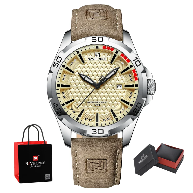 Original Brand NAVIFORCE New Fashion Tough Quartz Men's Watch High Quality Gift Box Set Man Watches Leather Strap 30M Waterproof
Original Brand NAVIFORCE New Fashion Tough Quartz Men's Watch High Quality Gift Box Set Man Watches Leather Strap 30M Waterproof