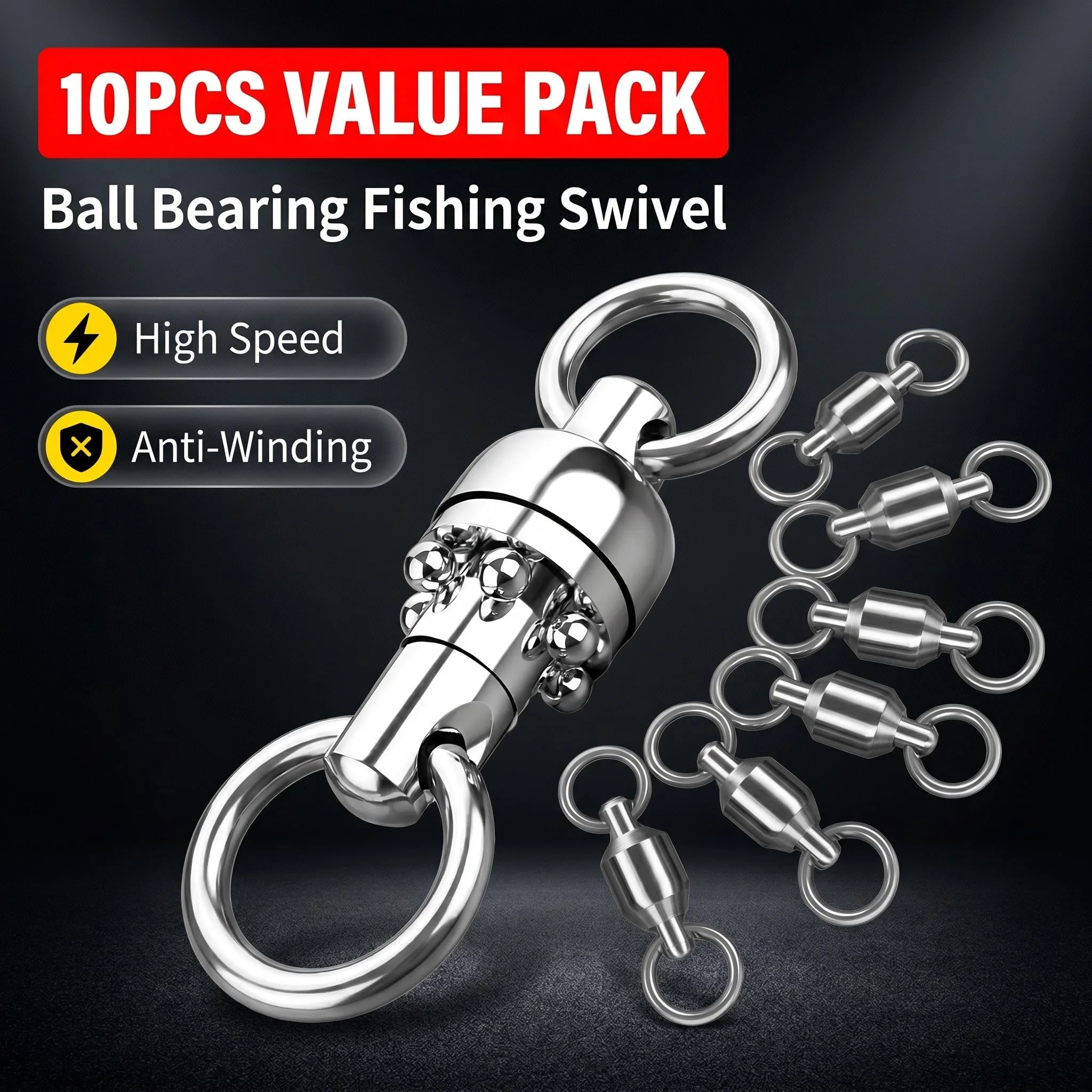 10PCS Stainless Steel Ball Bearing Swivel Solid Rings for Trolling Bait Lure, Saltwater & Freshwater
10PCS Stainless Steel Ball Bearing Swivel Solid Rings for Trolling Bait Lure, Saltwater & Freshwater