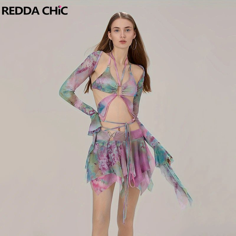 REDDACHiC Y2k Women Matching Set Mesh Sheer Shrug Top Sling Vest Butterfly Embellished Mini Skirt Concert Rave Festival Outfits
REDDACHiC Y2k Women Matching Set Mesh Sheer Shrug Top Sling Vest Butterfly Embellished Mini Skirt Concert Rave Festival Outfits