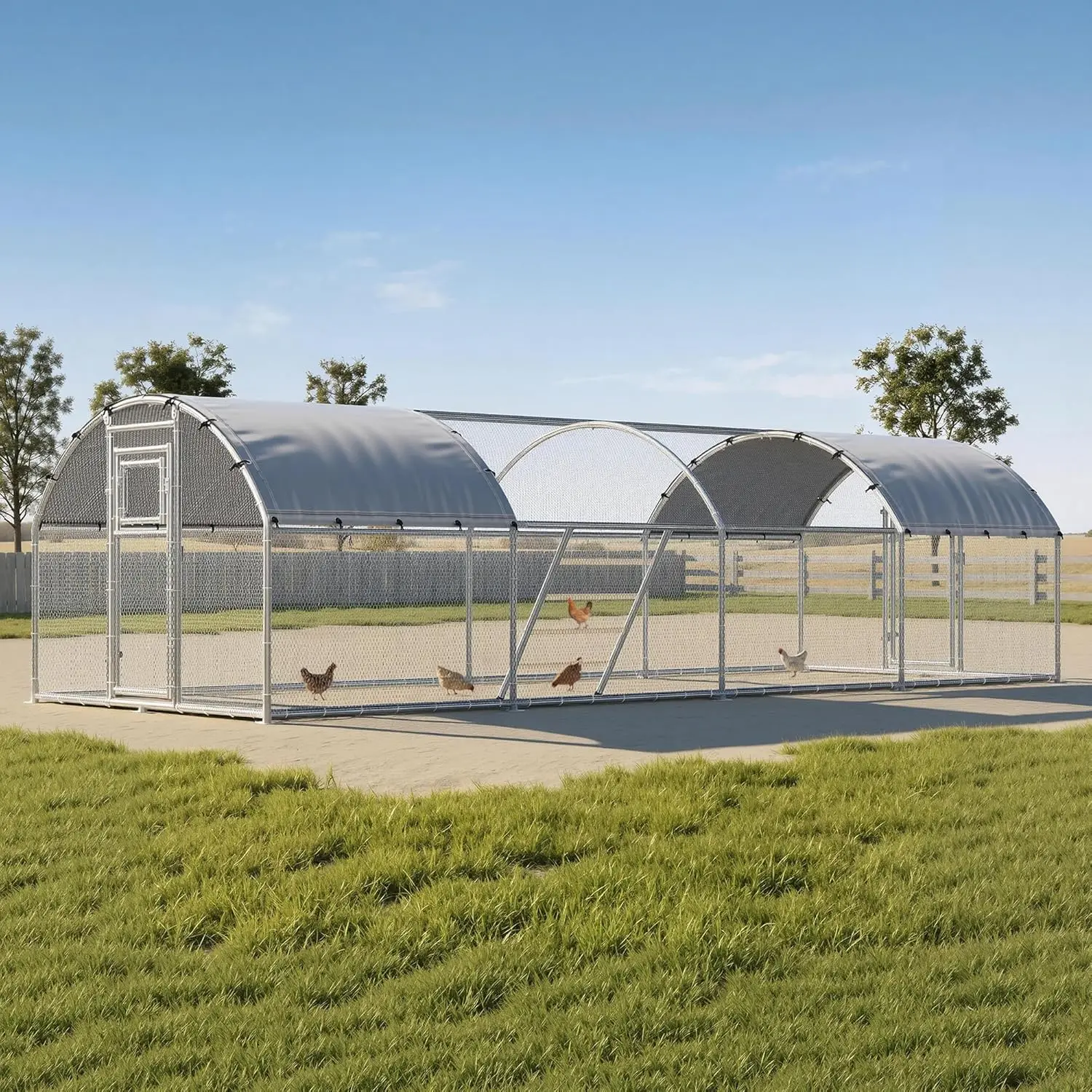 26x10FT Walk-in Chicken Coop Dome Run Yard Cover Dual Door Roost Ladder Galvanized Frame, Customized
26x10FT Walk-in Chicken Coop Dome Run Yard Cover Dual Door Roost Ladder Galvanized Frame, Customized