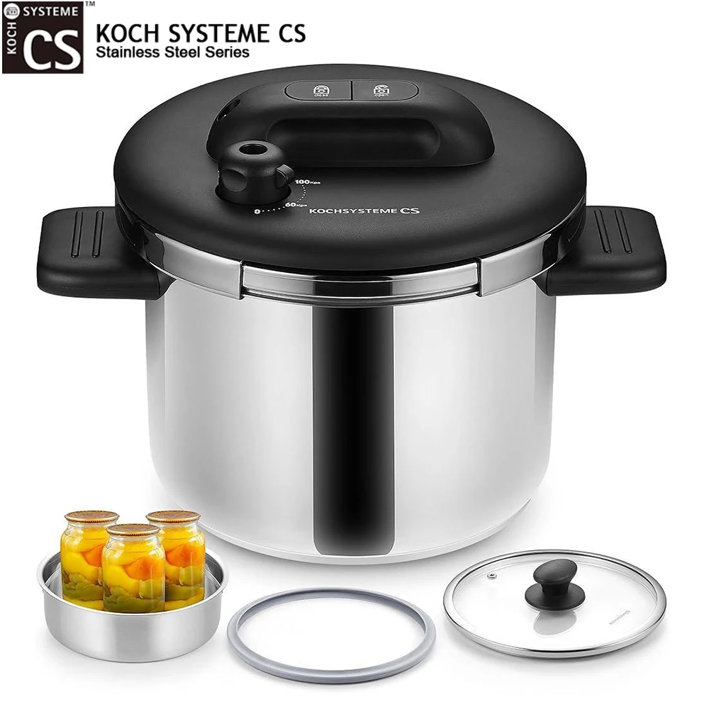 Скороварка KOCH SYSTEME CS 6/8 л из нержавеющей стали с замком на одно нажатие, стеклянной крышкой и пароваркой, подходит для индукционных плит
Скороварка KOCH SYSTEME CS 6/8 л из нержавеющей стали с замком на одно нажатие, стеклянной крышкой и пароваркой, подходит для индукционных плит