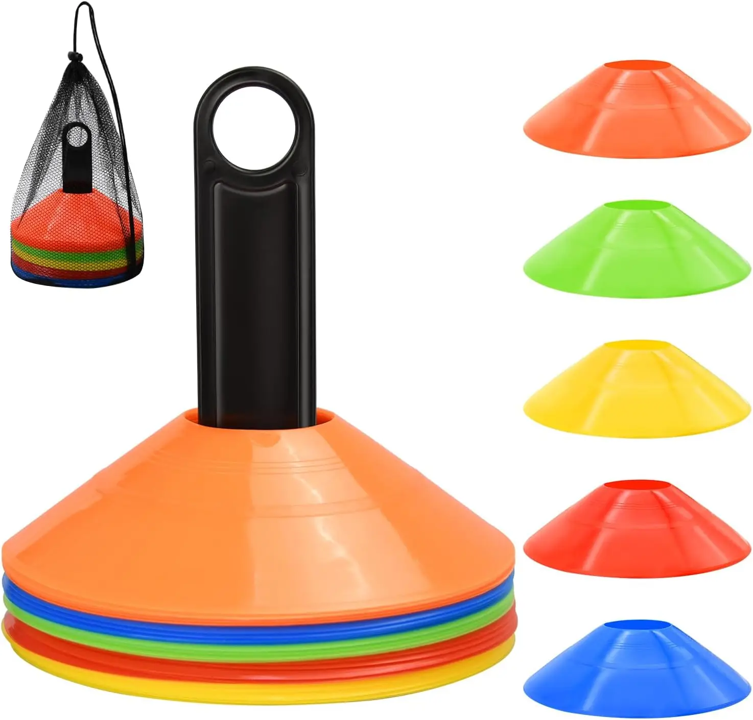 25/50/100pcs Disc Cones, Agility Training Cones with Carry Bag and Holder for Soccer, Football, Basketball, Practice Equipment, 5 Colors
25/50/100pcs Disc Cones, Agility Training Cones with Carry Bag and Holder for Soccer, Football, Basketball, Practice Equipment, 5 Colors