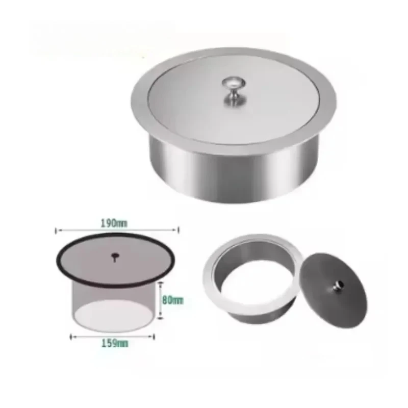 Round Square Rectangle Waste Trash Chute With Unhinged Knob Lid Cover Kitchen Countertop Lab Working Top Drop In
