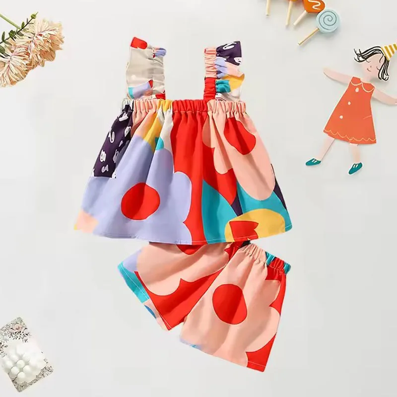 Summer Toddler Girl Clothes Full Flower Print Strap Top+Shorts 2Pcs Set Children Beach Suit Cute Vest Infant Outfit Baby A1304
Summer Toddler Girl Clothes Full Flower Print Strap Top+Shorts 2Pcs Set Children Beach Suit Cute Vest Infant Outfit Baby A1304
