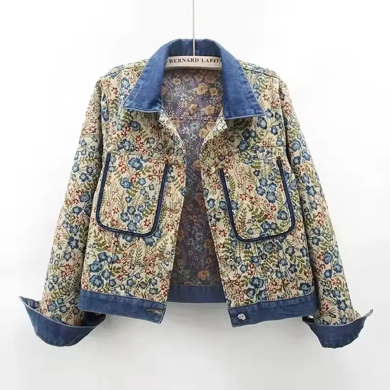 Fashion Jacquard Stitching Denim Jacket Women Retro Cowboy Outwear Spring Autumn Loose Long Sleeve Female Basic Coat
Fashion Jacquard Stitching Denim Jacket Women Retro Cowboy Outwear Spring Autumn Loose Long Sleeve Female Basic Coat