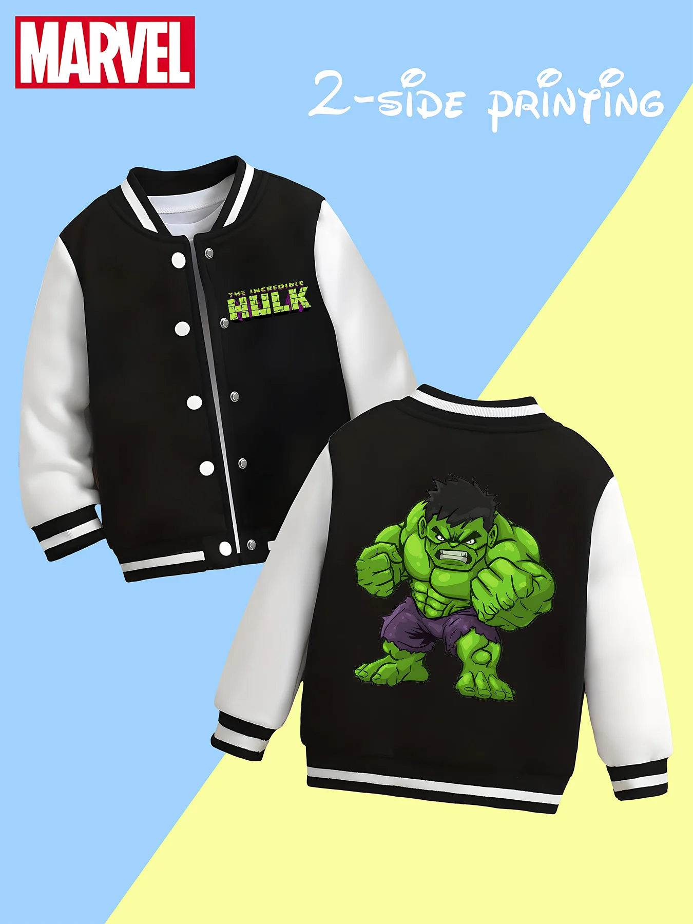 MINISO Marvel Boys Baseball Jacket - Hulk C-version image, double-sided pattern design, soft and comfortable fabric, fashionable
MINISO Marvel Boys Baseball Jacket - Hulk C-version image, double-sided pattern design, soft and comfortable fabric, fashionable