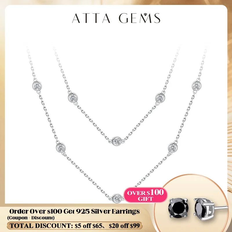 ATTAGEMS 925 Silver Necklace Chain Round Cut 3.5mm D Color Moissanite Necklace for Women Elegant Charms Fine Jewelry Pass Test
ATTAGEMS 925 Silver Necklace Chain Round Cut 3.5mm D Color Moissanite Necklace for Women Elegant Charms Fine Jewelry Pass Test