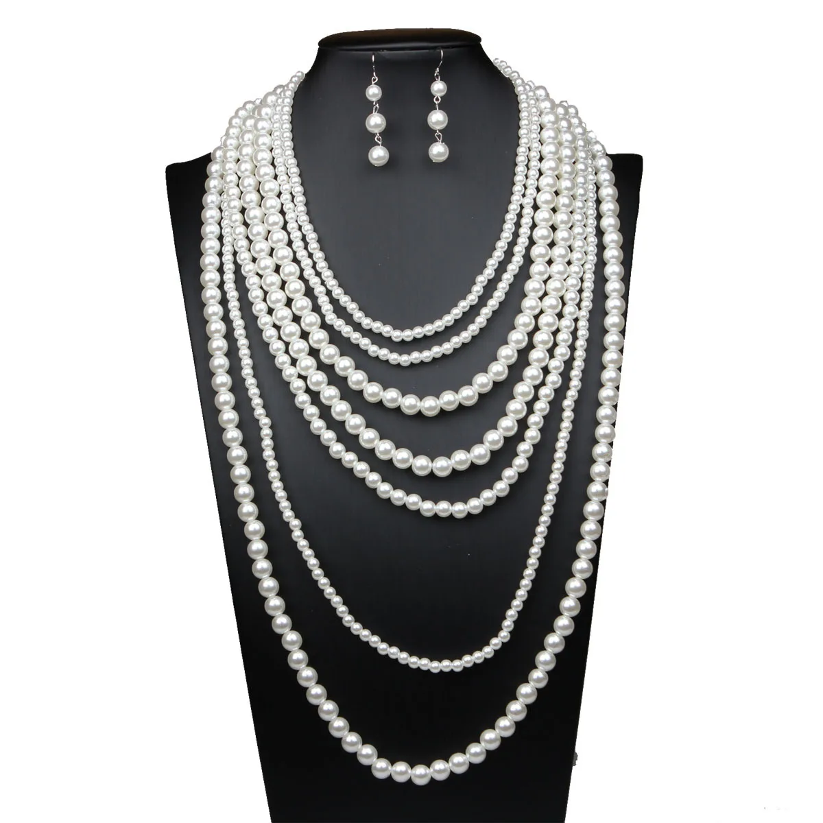 DIY accessories Cross-border European and American exaggerated multi-layer pearl necklace earrings set women's long sweater chai
DIY accessories Cross-border European and American exaggerated multi-layer pearl necklace earrings set women's long sweater chai