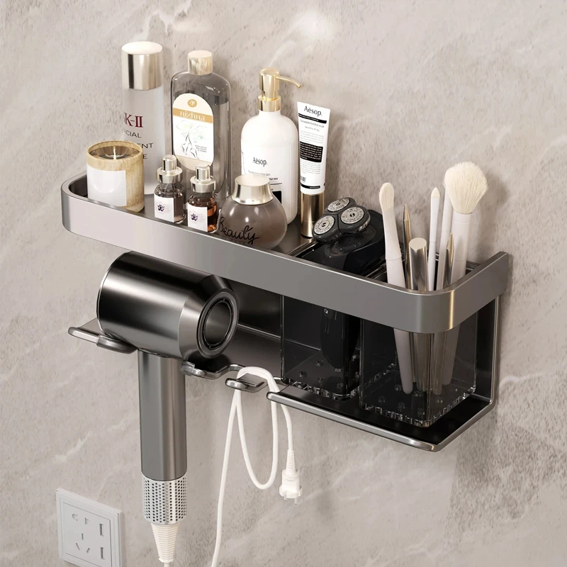 Wall Mounted Hair Dryer Holder Storage Shelf Hairdryer Rack Organizer Bathroom Accessories No-Drilling Shower Shelf Aluminum
Wall Mounted Hair Dryer Holder Storage Shelf Hairdryer Rack Organizer Bathroom Accessories No-Drilling Shower Shelf Aluminum