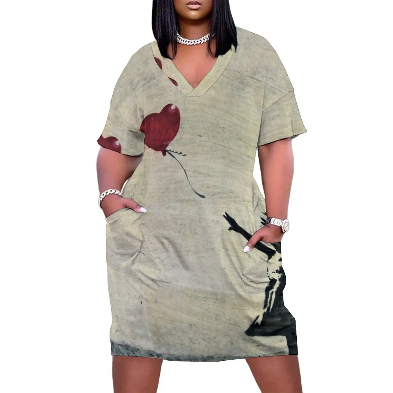Banksy's Girl with a Red Balloon III Loose Pocket Dress Dresses Women's dress
Banksy's Girl with a Red Balloon III Loose Pocket Dress Dresses Women's dress