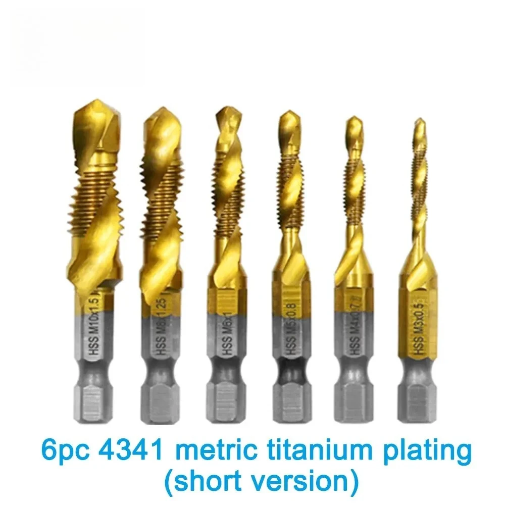 6Pcs 4341 High Speed Steel Titanium Plated Drilling Countersink Tool Set Composite Tap For Metal Drilling Tapping Work
6Pcs 4341 High Speed Steel Titanium Plated Drilling Countersink Tool Set Composite Tap For Metal Drilling Tapping Work