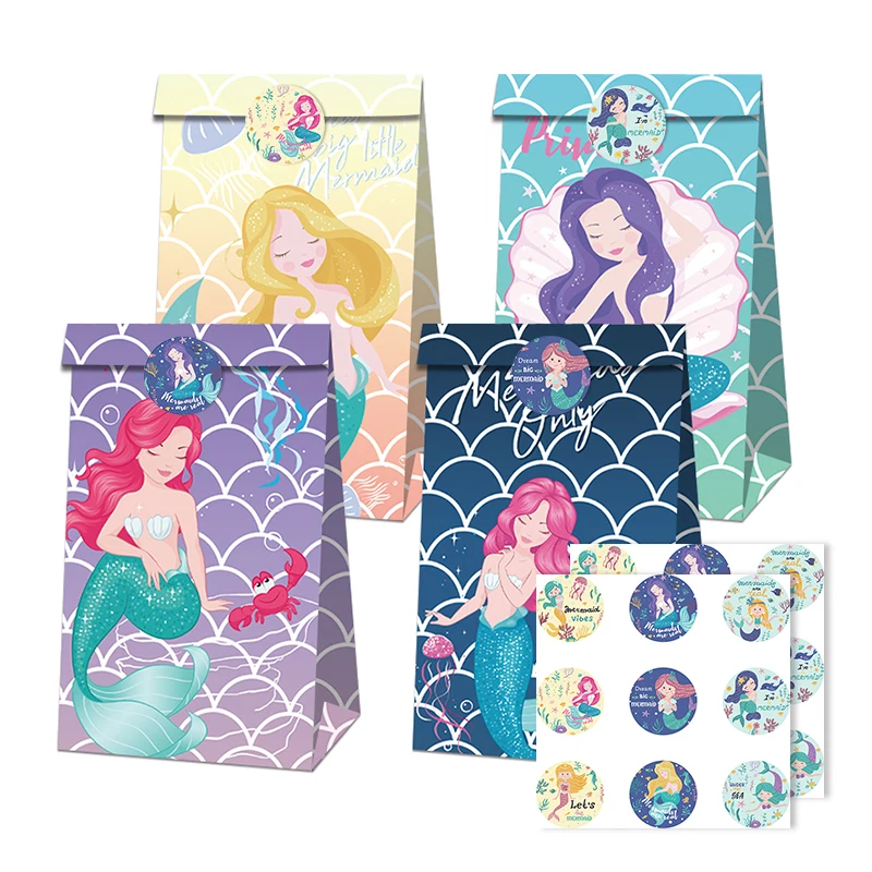12pcs Mermaid Gift Packaging Bags With Round Sticker Labels Girls Mermaid Birthday Party Candy Chocolate Cookies Bag Baby Shower
12pcs Mermaid Gift Packaging Bags With Round Sticker Labels Girls Mermaid Birthday Party Candy Chocolate Cookies Bag Baby Shower