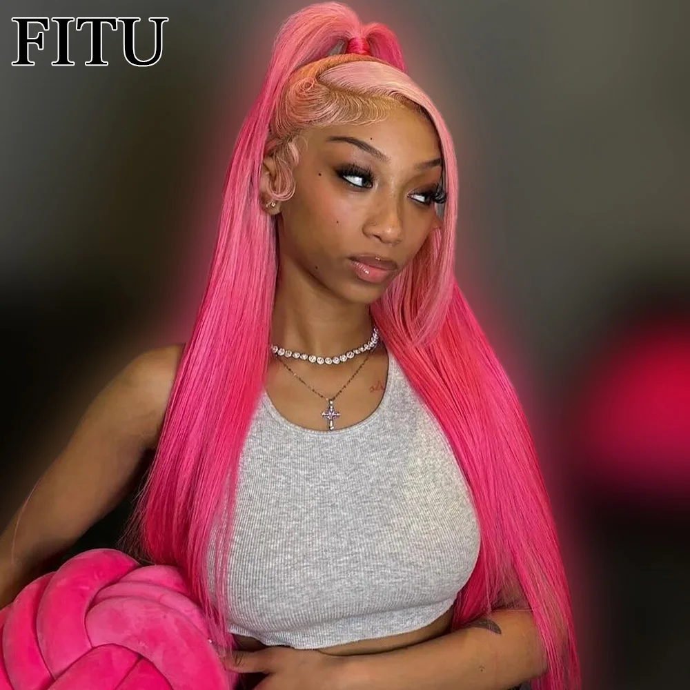 FITU Pink Transparent 13x6 13x4 Lace Frontal Human Hair Wig 613 Colored Plucked With Baby Hair 5x5 Lace Closure Wig
FITU Pink Transparent 13x6 13x4 Lace Frontal Human Hair Wig 613 Colored Plucked With Baby Hair 5x5 Lace Closure Wig