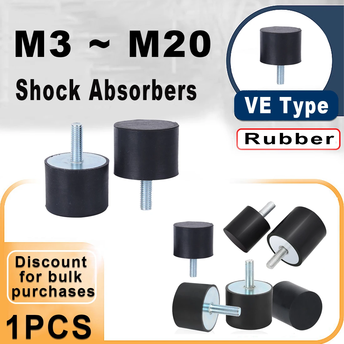 1pcs M3 M4 M5 M6 M8 M10 M12 M16 M20 Male Thread Rubber Shock Absorber Crash Pad VE-Type Damper Anti Vibration Isolation Mount
1pcs M3 M4 M5 M6 M8 M10 M12 M16 M20 Male Thread Rubber Shock Absorber Crash Pad VE-Type Damper Anti Vibration Isolation Mount