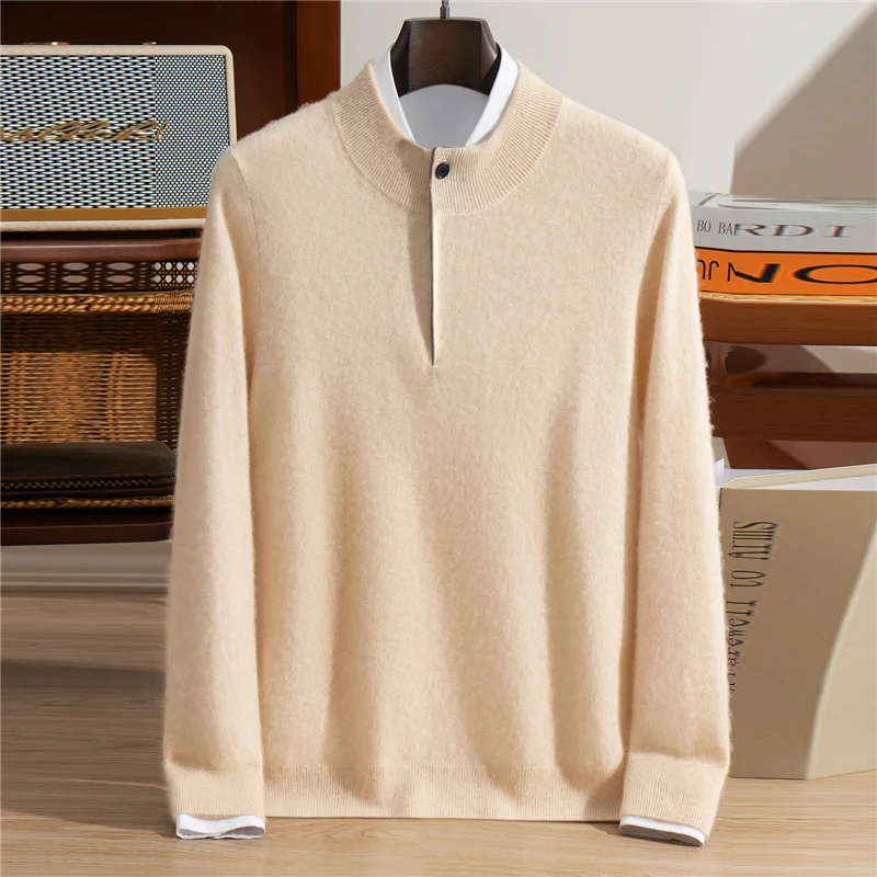 Autumn Winter New Men's Half High Collar Pullover 100% Cashmere Knitted Sweater Casual Business Solid Color Long Sleeve Clothing
Autumn Winter New Men's Half High Collar Pullover 100% Cashmere Knitted Sweater Casual Business Solid Color Long Sleeve Clothing
