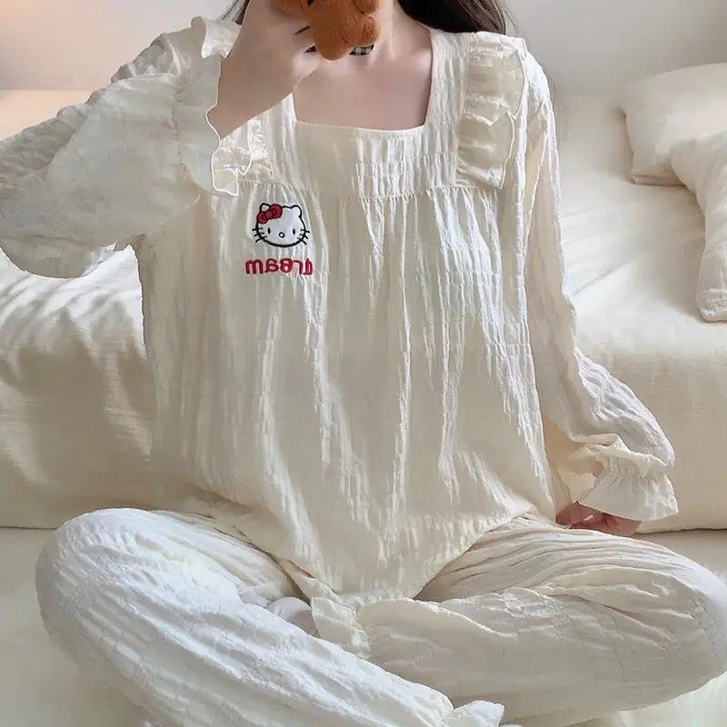 Hello Kitty Pajamas Summer Square Tie Chest Pad Cloud Cotton Pajamas Cartoon Plus Size Pure Cotton Long Sleeved Pajamas
Hello Kitty Pajamas Summer Square Tie Chest Pad Cloud Cotton Pajamas Cartoon Plus Size Pure Cotton Long Sleeved Pajamas