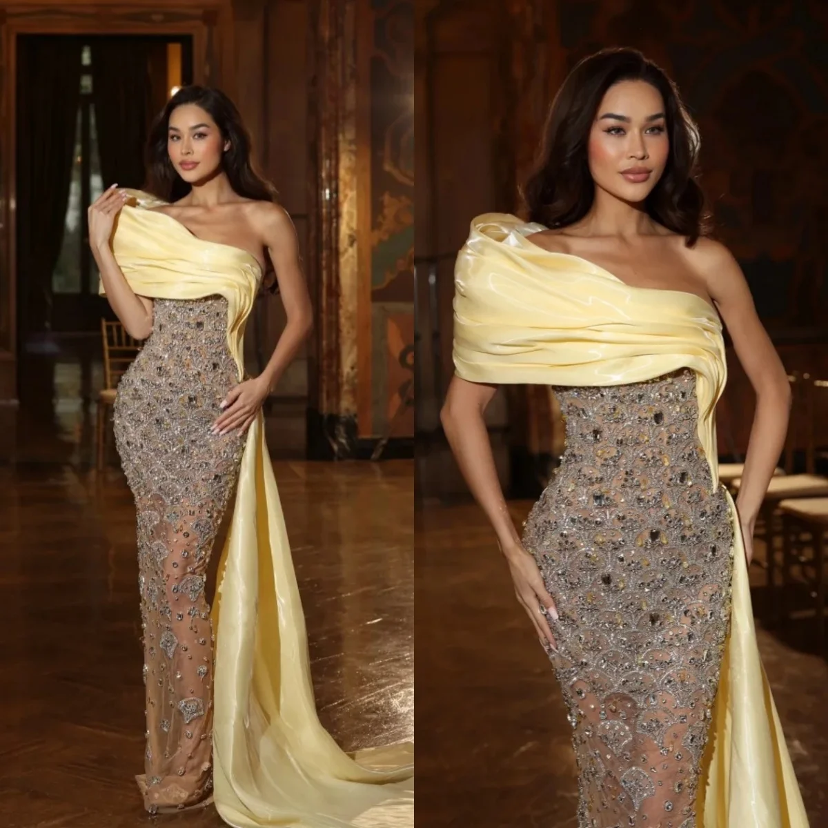 Gorgeous One Shoulder Sequins Prom Dresses Elegant Beaded Crystal Lace Evening Dress Floor Length Party Gown Customized
Gorgeous One Shoulder Sequins Prom Dresses Elegant Beaded Crystal Lace Evening Dress Floor Length Party Gown Customized