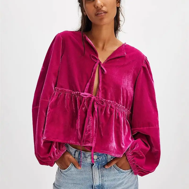 Sweet Casual Tied Blouse Women's Faion Bubble Sve Long Sve Slim Fit irt Summer Season Regular Thin Pure Color
Sweet Casual Tied Blouse Women's Faion Bubble Sve Long Sve Slim Fit irt Summer Season Regular Thin Pure Color