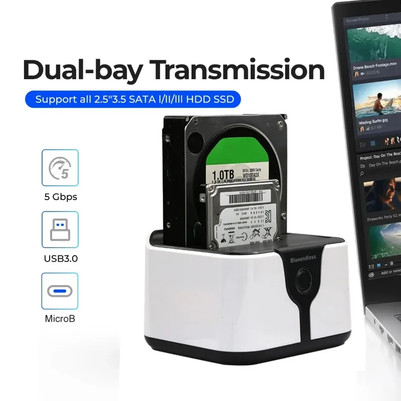 Dual Bay HDD Docking Station SATA to USB 3.0 Offline Clone Adapter Case for 2.5In and 3.5In SSD HDD Hard Drive Case for Laptop
Dual Bay HDD Docking Station SATA to USB 3.0 Offline Clone Adapter Case for 2.5In and 3.5In SSD HDD Hard Drive Case for Laptop