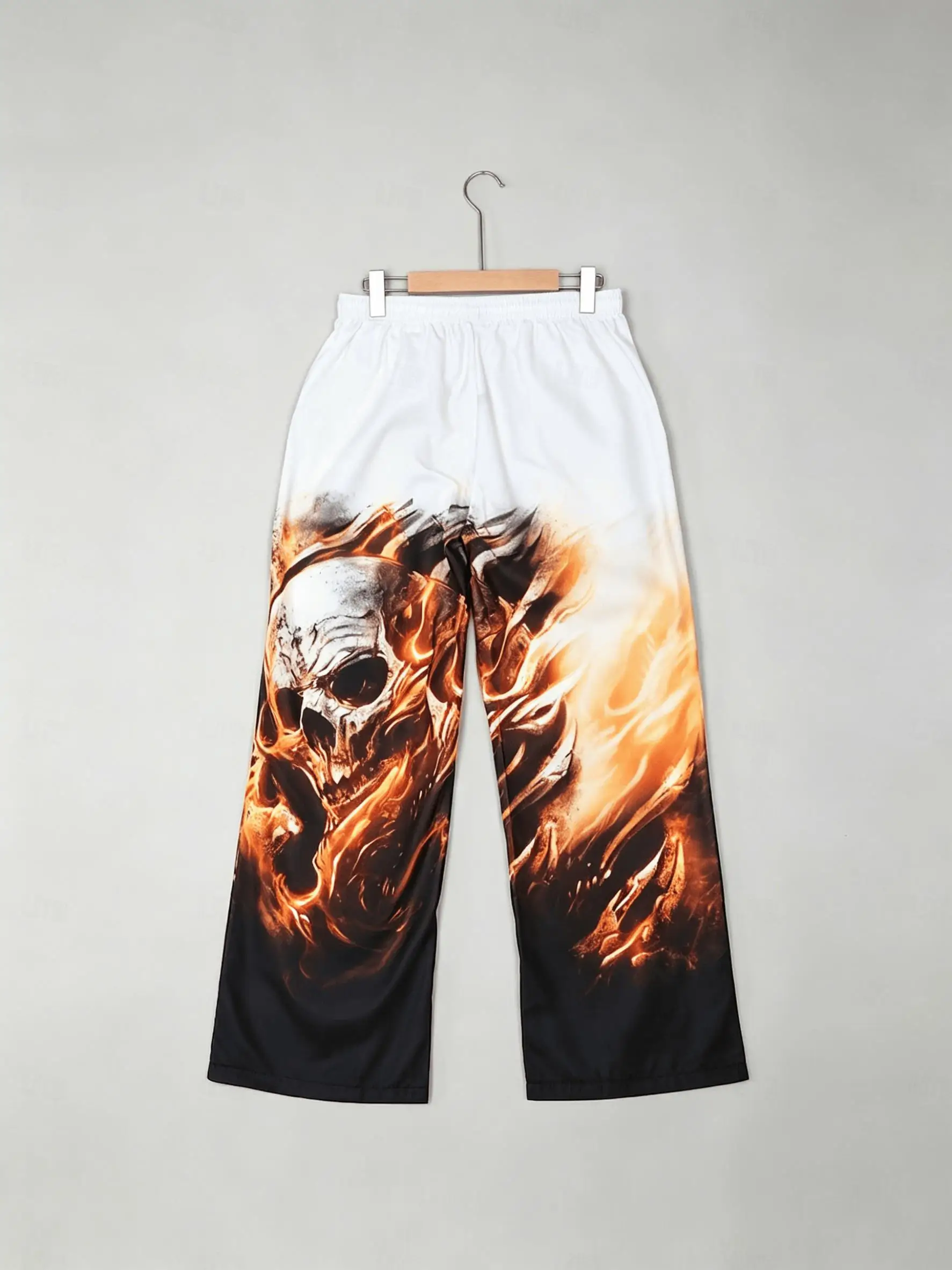 Men's Fire Skull Print Drawstring Pants, Casual Loose Wide-Leg Trousers For Spring & Summer Streetwear
Men's Fire Skull Print Drawstring Pants, Casual Loose Wide-Leg Trousers For Spring & Summer Streetwear