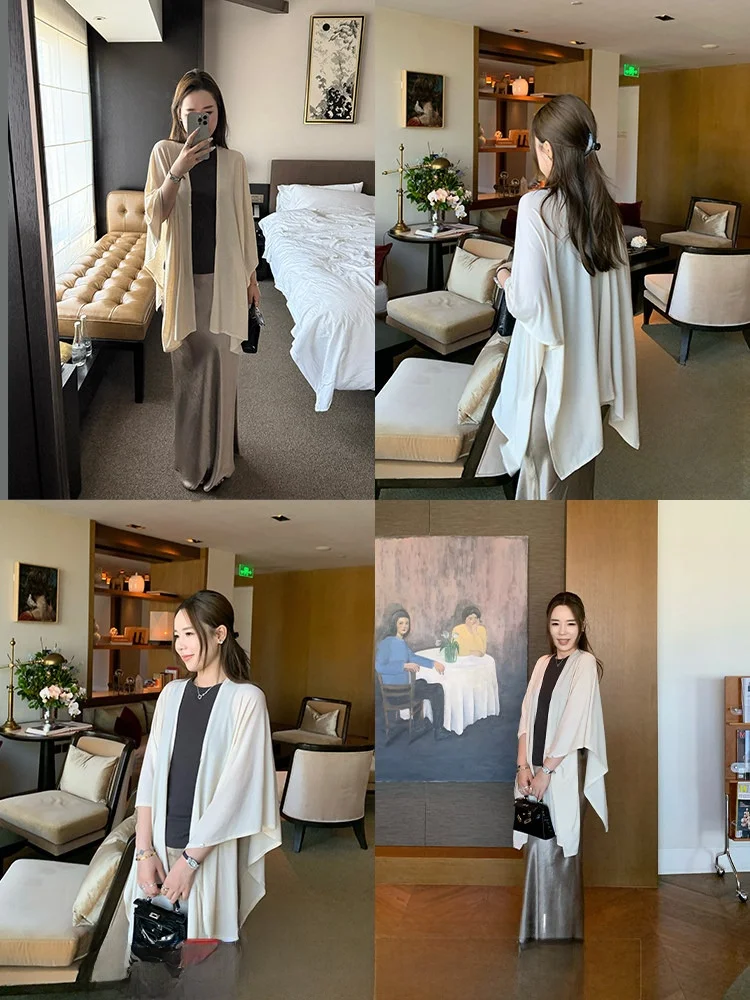 Xzichic Lazy Godd Шелковый вязаный асимметричный кардиган для женщин, тонкая верхняя одежда большого размера
Xzichic Lazy Godd Шелковый вязаный асимметричный кардиган для женщин, тонкая верхняя одежда большого размера