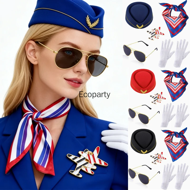 5pcs Set Women's Flight Attendant Clothing Accessories Halloween Flight Attendant Costume Flight Attendant Hat Sunglasses Scarf
5pcs Set Women's Flight Attendant Clothing Accessories Halloween Flight Attendant Costume Flight Attendant Hat Sunglasses Scarf