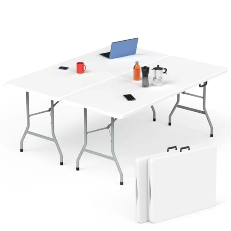 Folding Table - 2 Pcs, 6 Feet Portable Camping Table with Handle and Safety Locks, Foldable Plastic Dining Table for Indoor/Out
Folding Table - 2 Pcs, 6 Feet Portable Camping Table with Handle and Safety Locks, Foldable Plastic Dining Table for Indoor/Out
