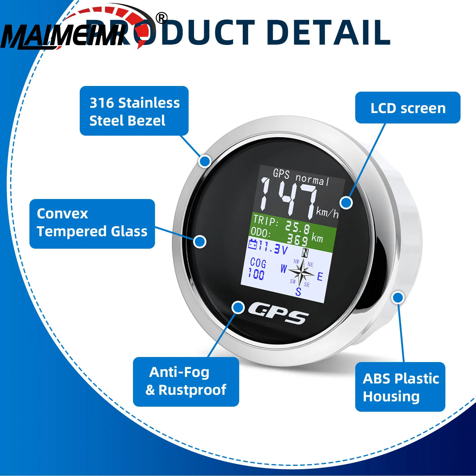 85 мм автомобильный GPS-спидометр с ЖК-экраном, одометр, регулируемый вольтметр ODO COG, TFT-экран, датчик скорости для яхт, лодки, морского автомобиля
85 мм автомобильный GPS-спидометр с ЖК-экраном, одометр, регулируемый вольтметр ODO COG, TFT-экран, датчик скорости для яхт, лодки, морского автомобиля